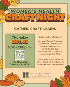 Women's Health Craft Night on October 22 from 5:30-7:00PM.