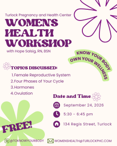 Information on TPHC's Women's Health Workshop on Sept. 24, 2026 from 5:30-6:45 p.m.